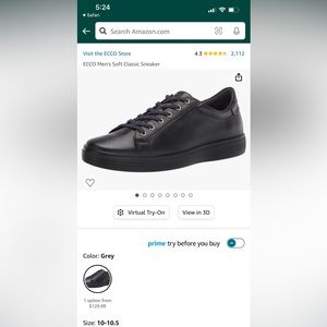 Mens Ecco Soft Classic Sneaker. Size 11-11.5. NWOT.